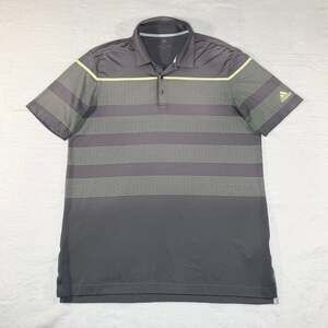 adidas Men's Ultimate365 Grey/Solar Yellow Striped Golf Polo Shirt Size Large